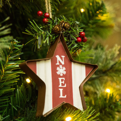 Ornement étoile des Fêtes Noël en bois et en fer