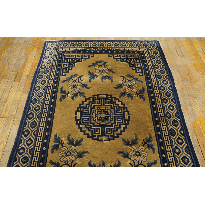 Antique Baotou Chinese Medallion Knotted Rug