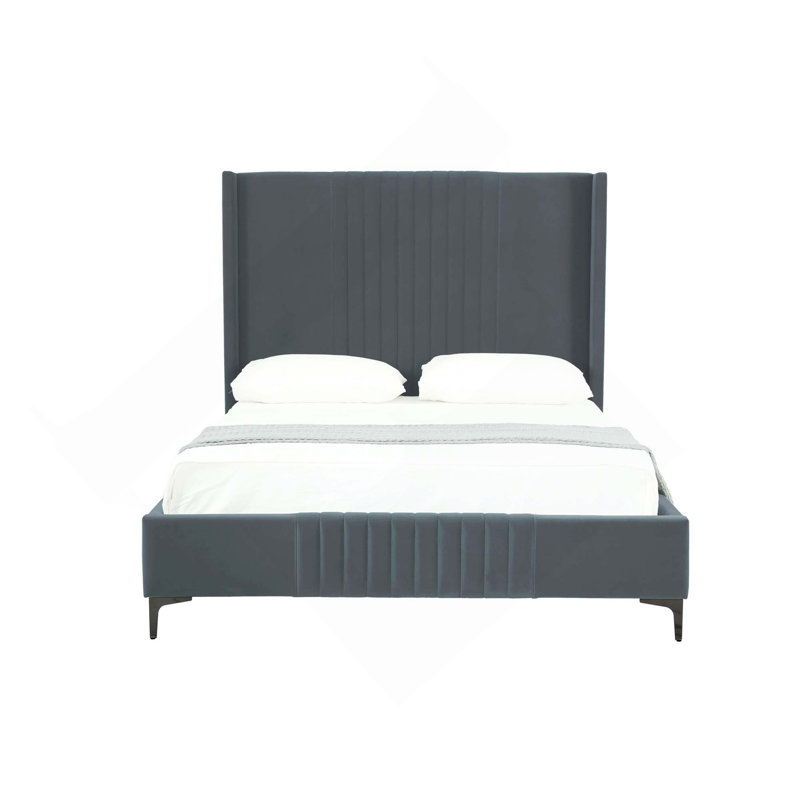Lit tapissier Promenade, Gris, Grand lit