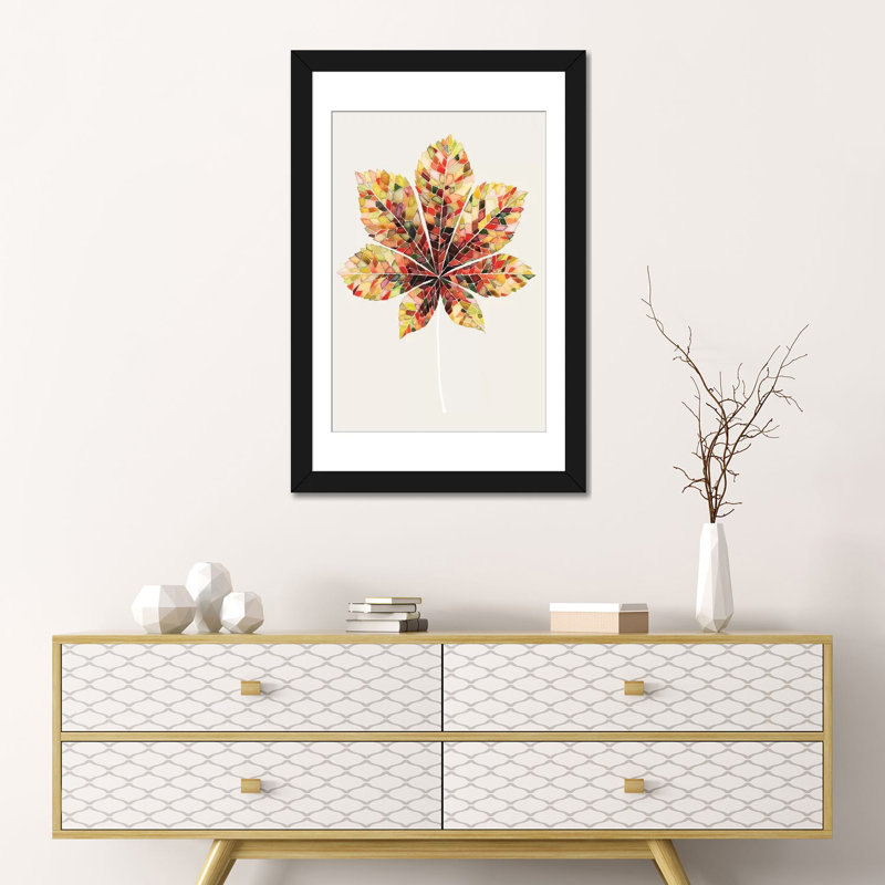 « automne mosaic leaf feuille iv », reproduction d’impression sur toile, H 24 po x l 16 po x P 1 po, Blanc