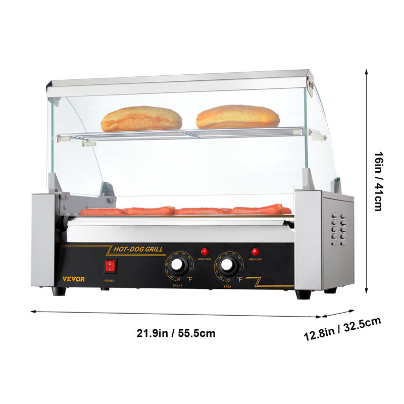 VEVOR Hot Dog Roller with Glass Lid