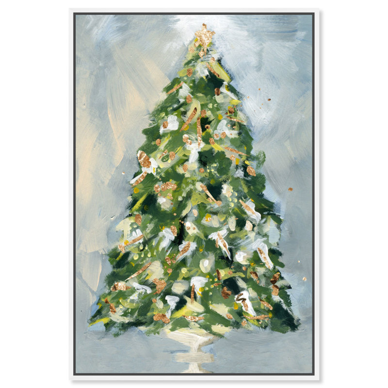 «Christmas Tree 3», peinture sur toile, H 36 po x l 24 po x P 2 po, Flotteur blanc