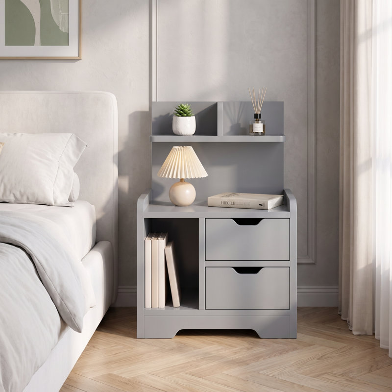 Solid Wood Square Accent Cabinet, Grey