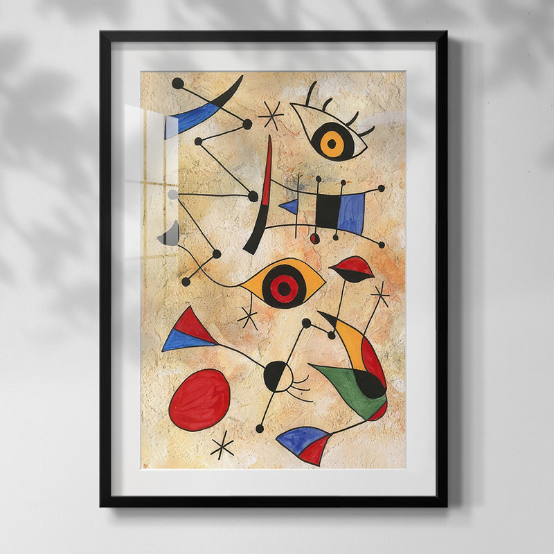Miro Memoirs IV, reproduction encadrée, Papier avec cadre noir, Blanc