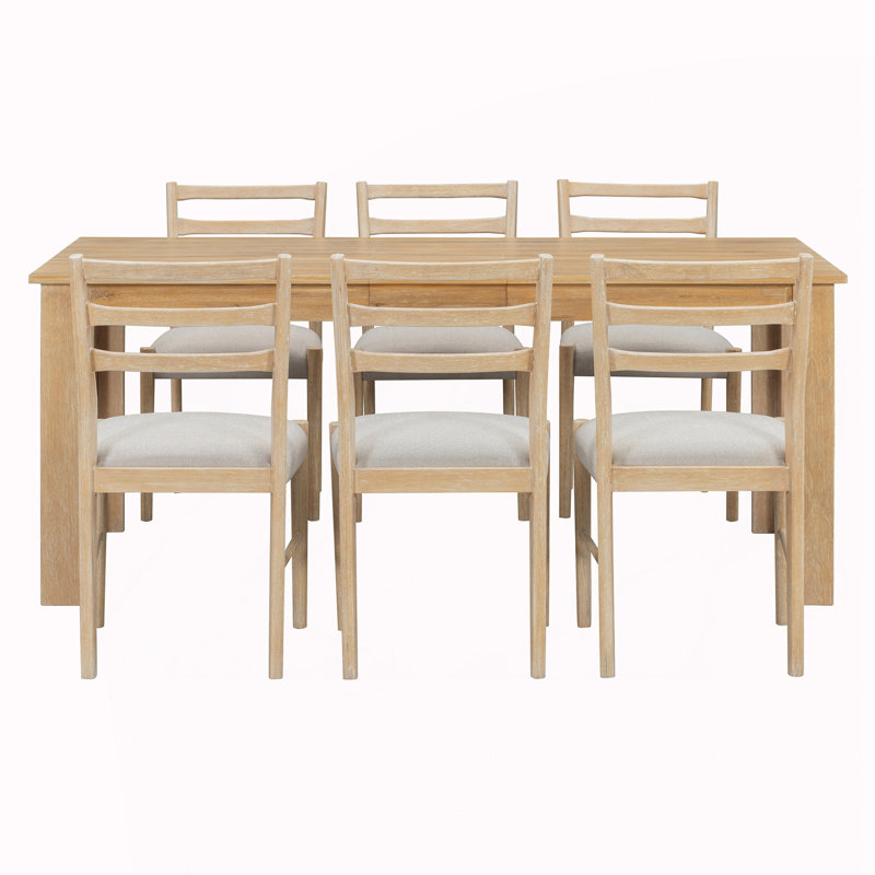 Farmhouse 7-Piece Wooden Dining Table Set