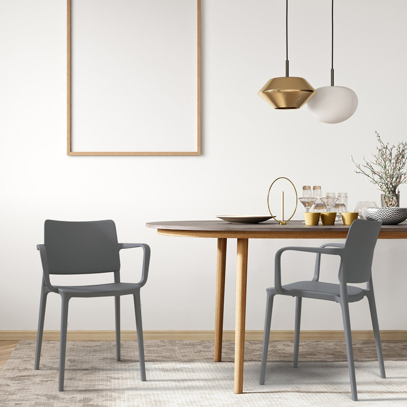 Chaise de salle à manger d'extérieur empilable Skowhegan, Gris