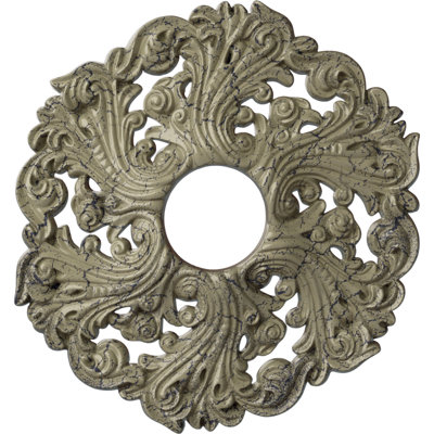 Endurathane Raymond Ceiling Medallion, 18 1/8"OD 3 5/8"ID x 1 1/8"P (Fits Canopies up to 5 1/8"), Hand-Painted Pewter Finish