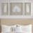 Sabal Off-White Framed Shadowbox 3-Piece Wall Art Décor Set with Handmade Rice Paper Palm Leaves