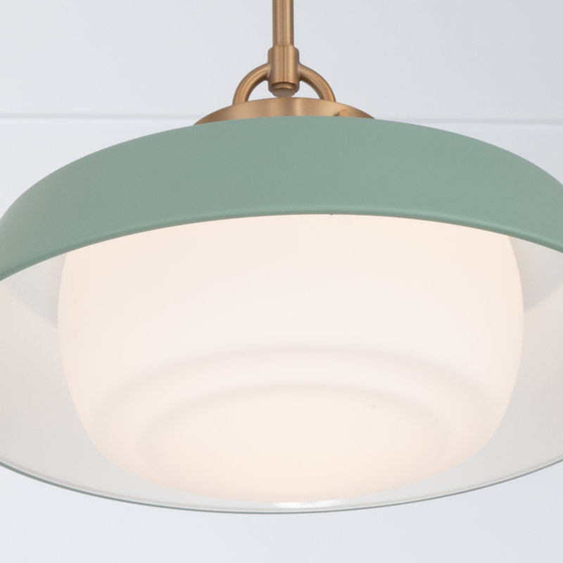 Luminaire suspendu doré éclatant 16 po Grantham, H 10 po x l 10 po x P 16 po, Vert