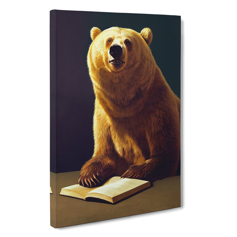 Bear Reading - Wrapped Canvas Print, 50cm H x 35cm W x 3cm D