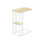 Table d'appoint contemporaine - Stratifié naturel, métal blanc, pour salon et chambre, assemblage requis
