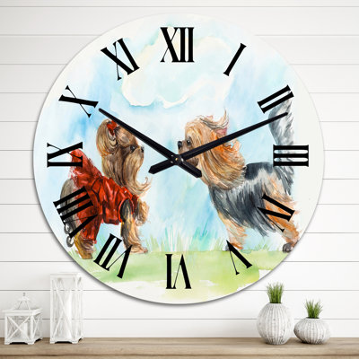 Yorkshire Terrier Dogs Meeting - Horloge murale traditionnelle