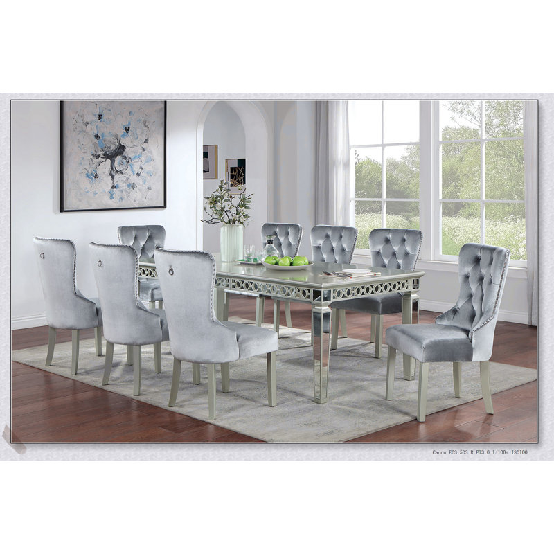 Ensemble de salle à manger 9 pièces Glam, 9 pièces : table, 8 chaises