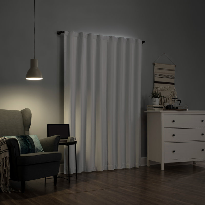 Rideau 100% thermique occultant avec passe-tringle et passe-tringle - Basics by Wayfair ™, L 40 po x L 84 po, Blanc
