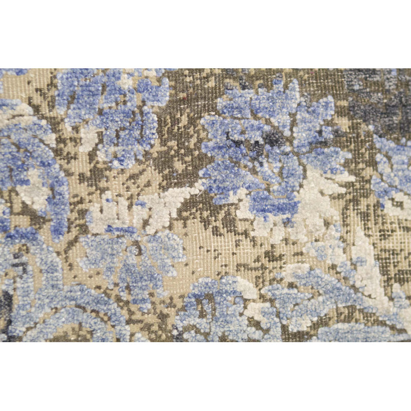 Hand-Knotted High-Quality Blue and Multi-Colored Area Rug