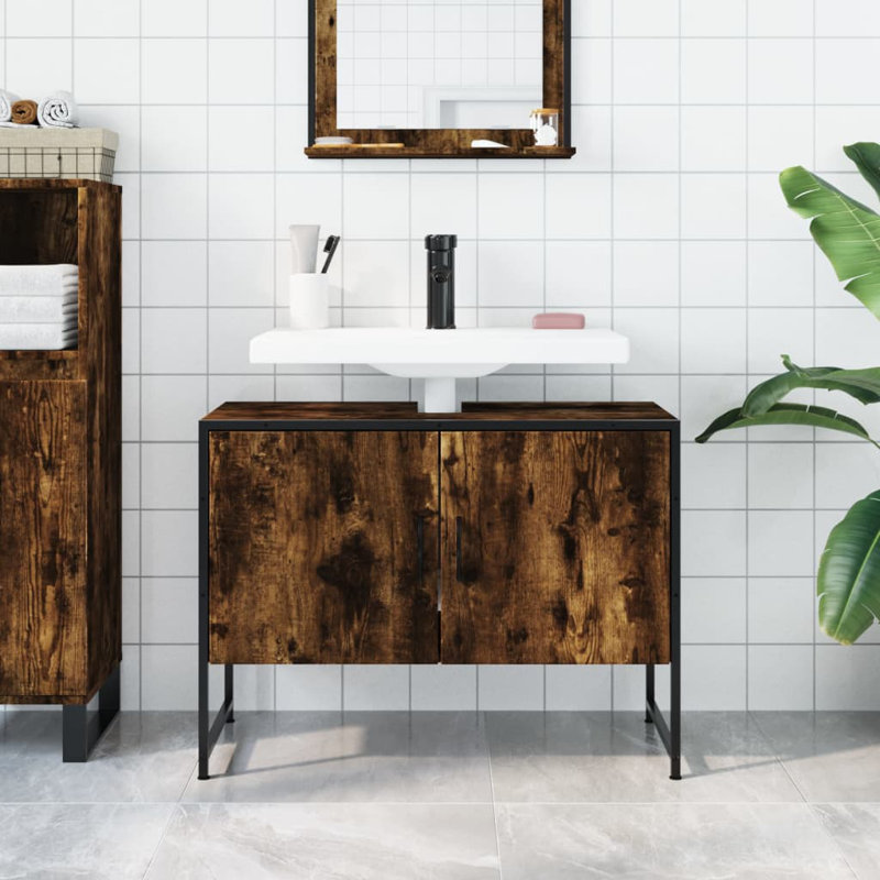 Nivi 80mm Single Bathroom Vanity with Basin, Smoked Oak