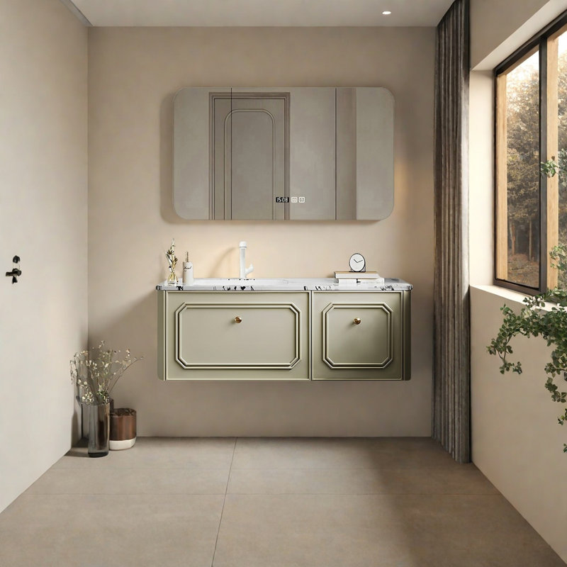 Armoire de salle de bain style français, Vert clair, H 19,68 po x l 47,24 po x P 21,65 po