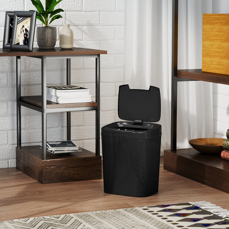 Plastic Motion Sensor, Touch Top Kitchen Trash Can - 15L, Black