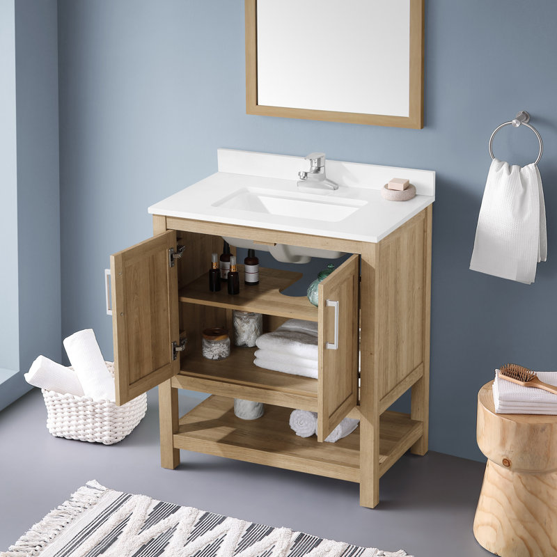 Ensemble de meuble-lavabo simple 30 po Sharol, Chêne