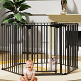 6-Panel Foldable Safety Gate Baby Gate Fireplace Fence
