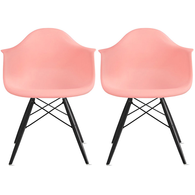 Higgs Dining Chair – Black Wood Leg Armchair with Plastic Seat, Eiffel Design – Modern Kitchen & Dining Room Side Chair – Mid-Century Accent Chair 