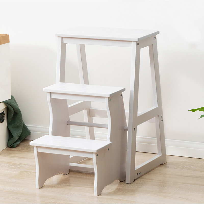 3 - Step Wood Folding Step Stool, White