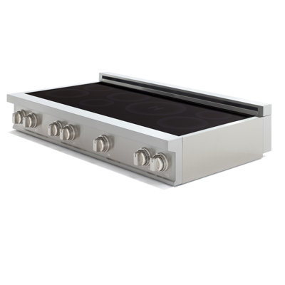 48 Inch Induction Cooktop, ORION Edition, Black Stainless Steel with Gold Knobs