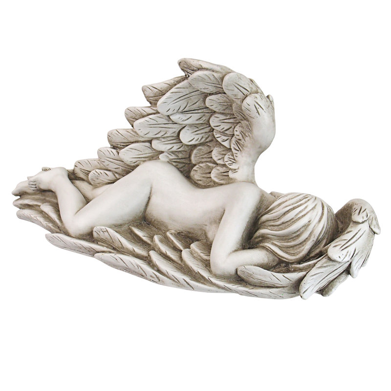 Statue des anges divins déchirants, H 7,5 po x l 17,5 po x P 6 po, Blanc