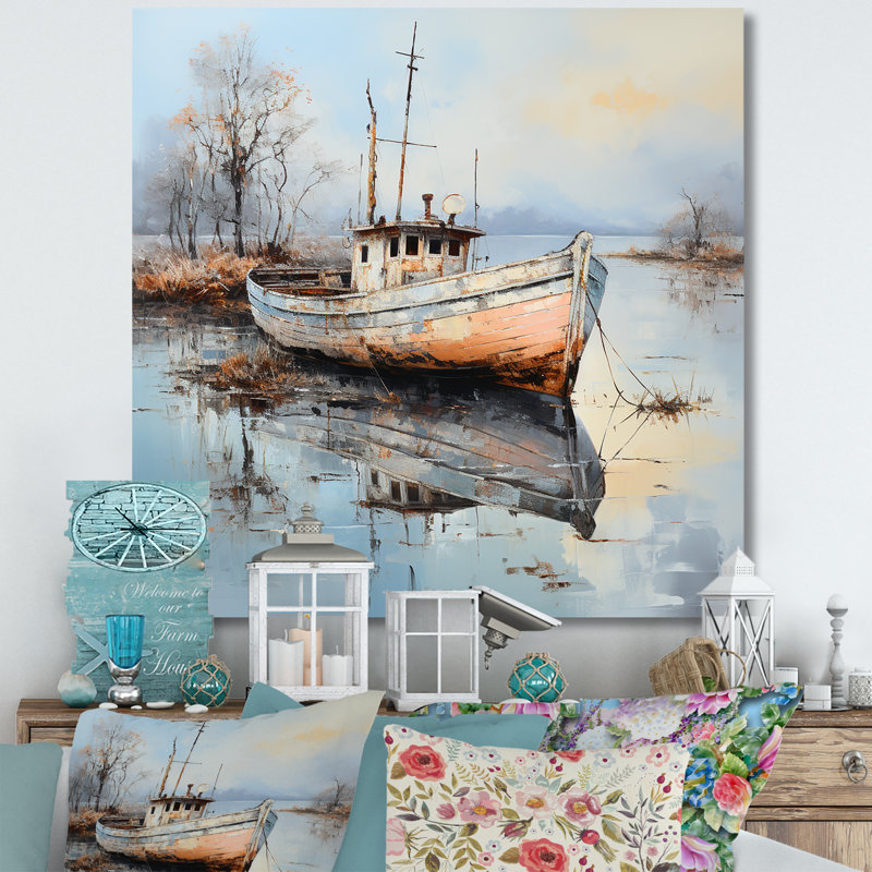 «Boat Charm In Winter I», reproduction sur toile, H 30 po x l 30 po x P 1 po, Toile tendue