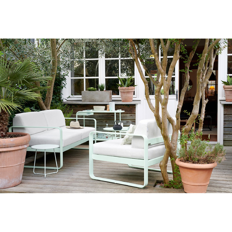 Cocotte Outdoor Round Side Table, Cotton, 14" H x 13.5" L x 13.5" W