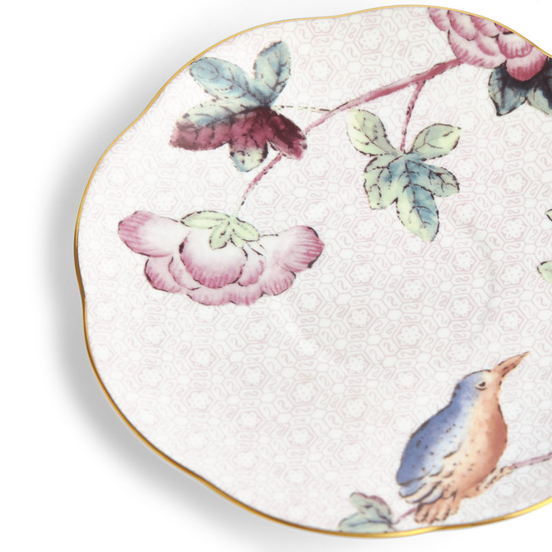 Pink Floral Bone China Teacup and Saucer with Gold Trim