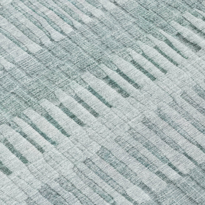 Machine Washable Indoor/Outdoor Chantille ACN2807 Stripes Rug, Aqua, 1'8" x 2'6"