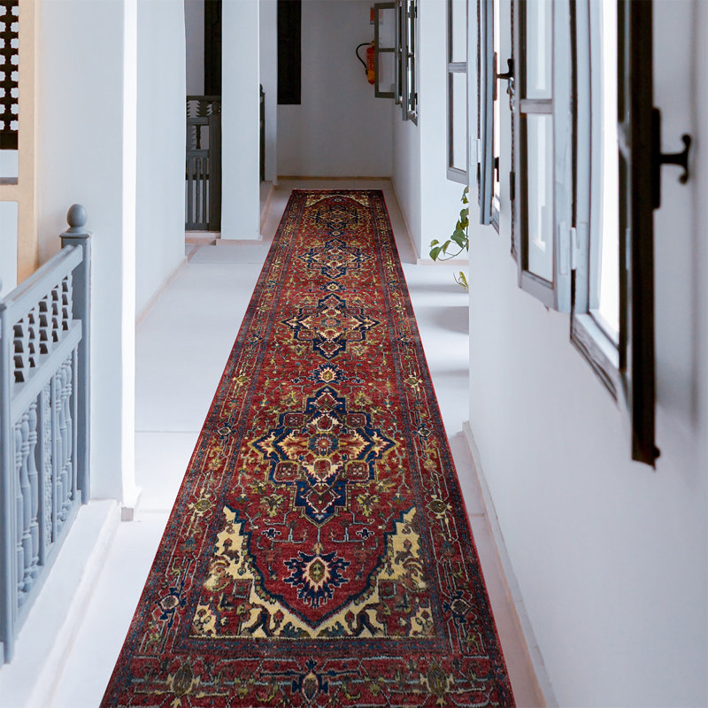 Hand-Knotted High-Quality Red and Red Area Rug, Rectangle 9' x 12'