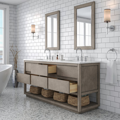 Meuble-lavabo de comptoir en marbre blanc Carrara