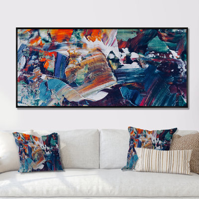 Peinture abstraite colorée, coups de pinceau - Décoration murale moderne en toile