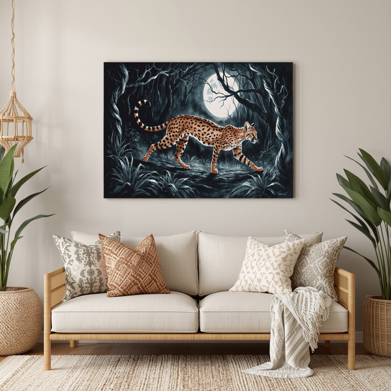 Art mural gris en métal Wildlife Genet, 24" H x 36" W x 0.05" D