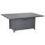 64 po Foyer de table en aluminium, foyer d'extérieur au gaz propane, 60 000 tbu, table de foyer rectangulaire en gris 