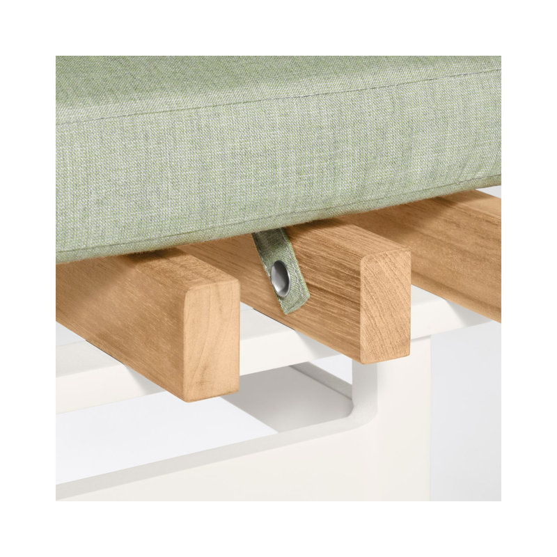 Perch Outdoor Teak Ottoman, White, Sunbrella Oasis
