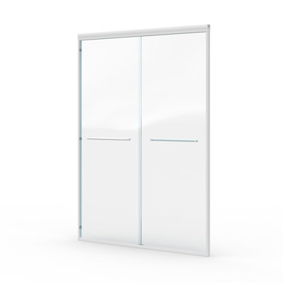 Porte de douche coulissante double encadrée, 112-122 cm (L) x 183 cm (H), verre trempé ANSI 6 mm, fini blanc