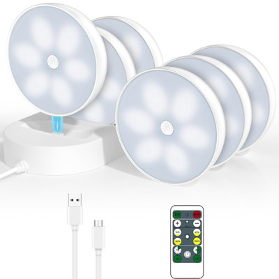 LED Closet Light with Charging Station, 6 Pack Motion Sensor Rechargeable Under Cabinet Lighting, Cool White