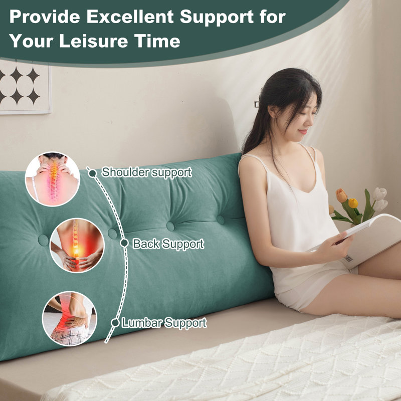 Triangle Headboard Pillow Wedge Backrest Cushion For Bed Headboard Gap, 20" H x 39" W