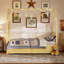 Lit simple pour lit simple avec 2 tiroirs, lit plateforme en bois naturel-129682404-129682405