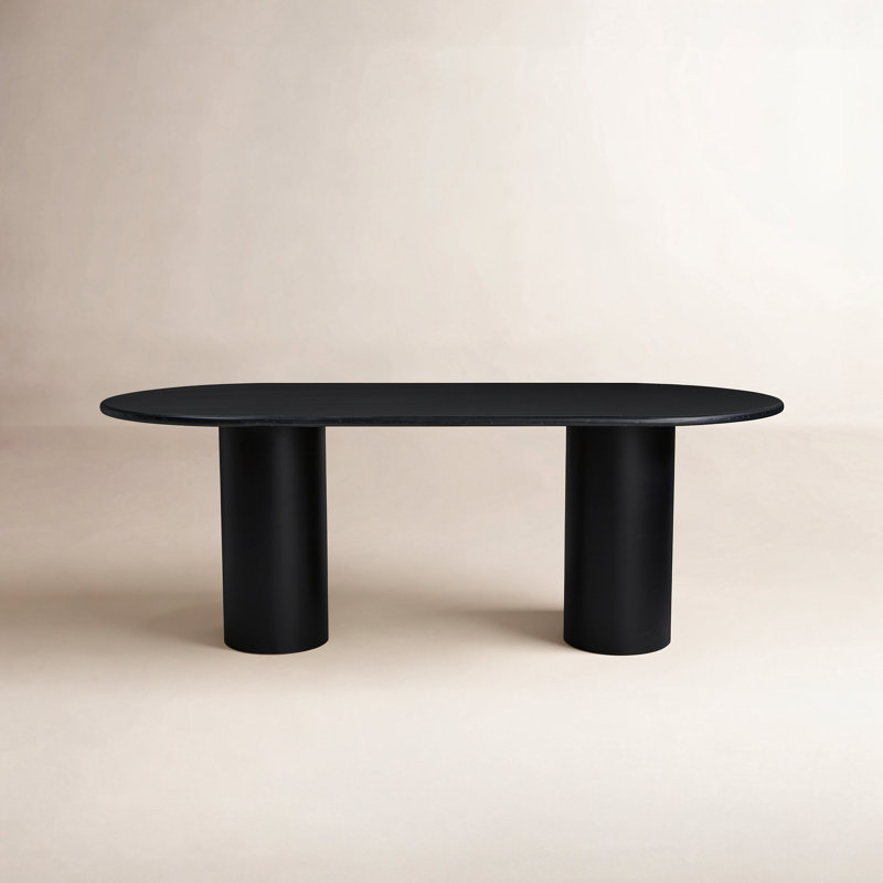 Belle Oval Marble Dining Table, Black Marble