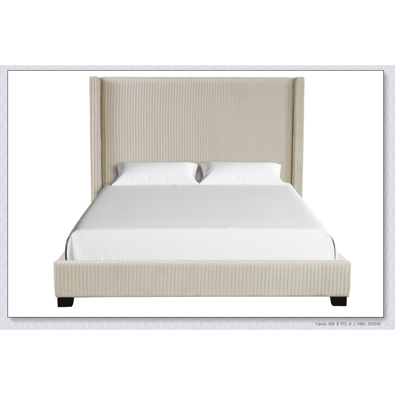 Lit tapissier dans une boîte beige, Beige, Grand