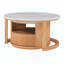 Table basse ronde gigogne avec plateau en marbre, rangement à 2 niveaux et 1 tiroir