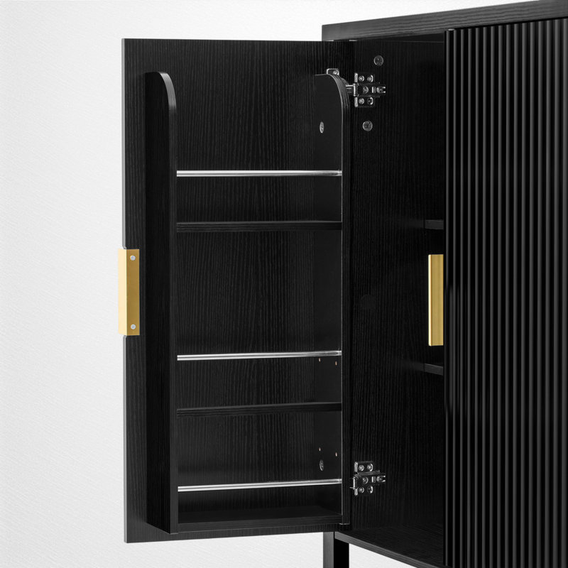 Buffet de 57,53 po avec armoire Bandla, Noir