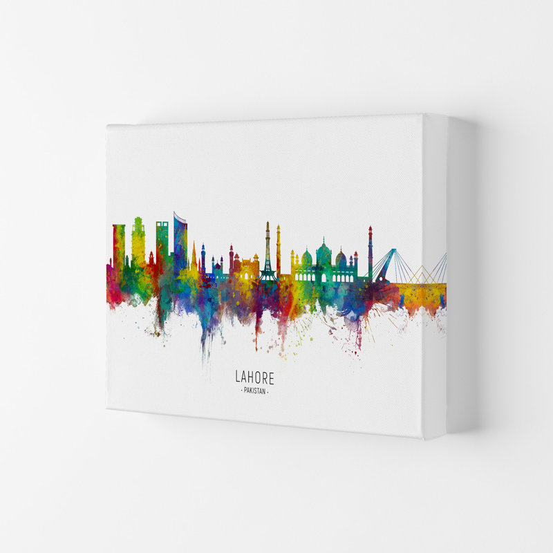 Lahore Pakistan Skyline by Michael Tompsett - Print, 59.4cm H x 84cm W x 4cm D, Wrapped Canvas