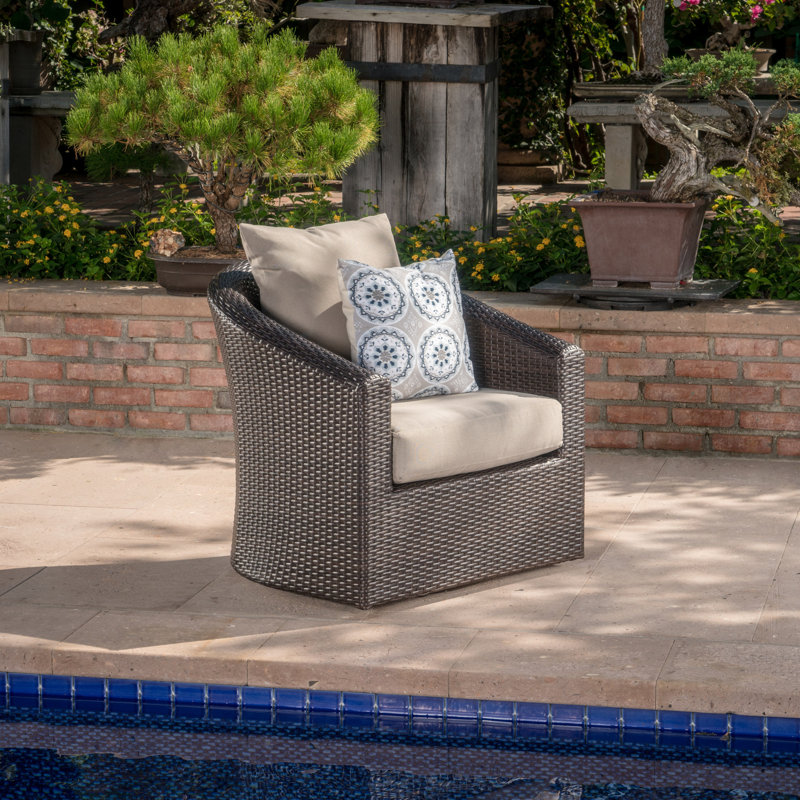 Chaise de patio pivotante avec coussins Dierdre, Mélange de bruns