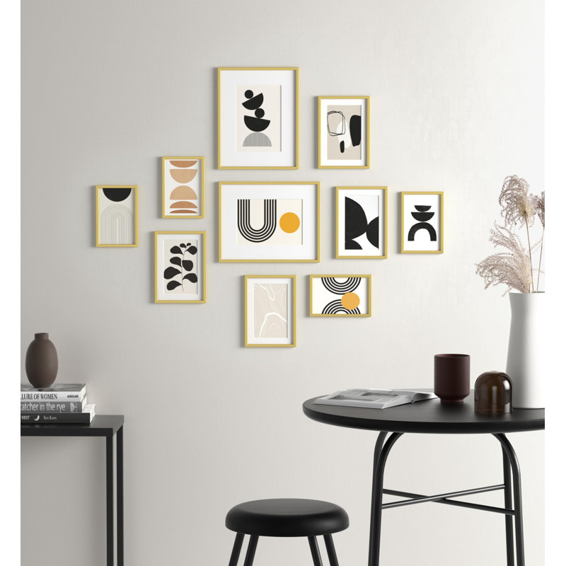 Aluminum Gallery Wall Frame Set Of 10, Including 2Pcs 8X10, 4Pcs 5X7, 4Pcs 4X6 Photo Frames For Wall Or Tabletop Display, Multiple Sizes Picture Frames Collage Wall Decor, Gold
