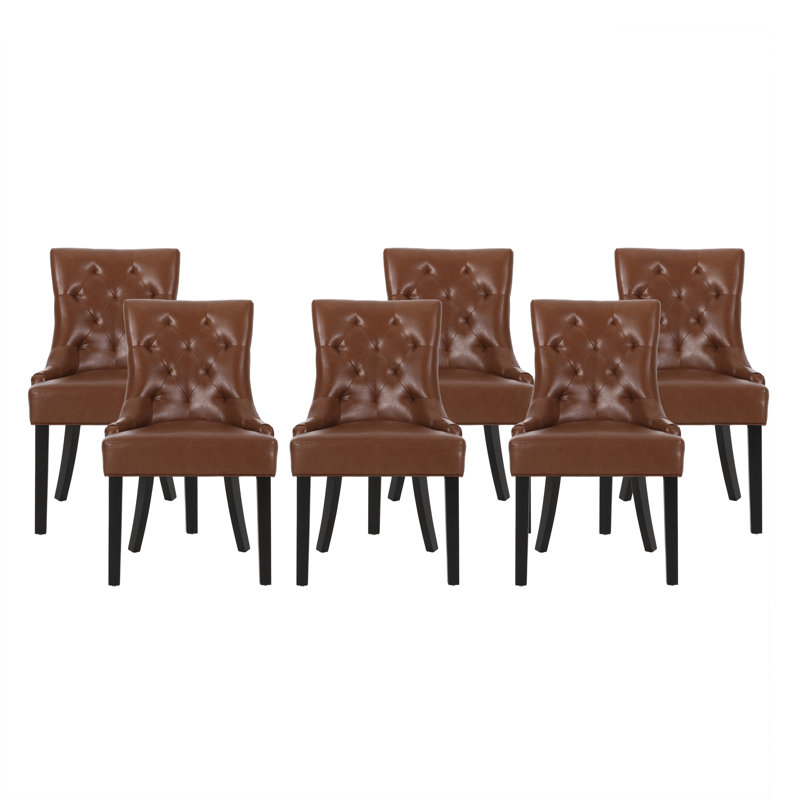 Chaises de salle à manger rembourrées Modern, 6, Brun